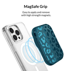 Metallic Navy Leopard Portable MagSafe Charger Power Pack