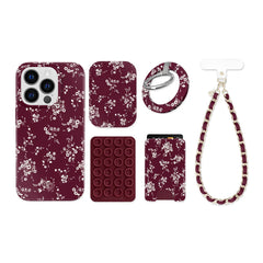 French Burgundy Floral iPhone Bundle Set