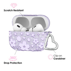 Lavender Cherry Blossom Glitter AirPod Case