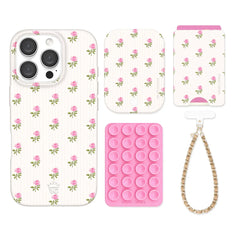 Pink Peony Floral iPhone Bundle Set - Wallet