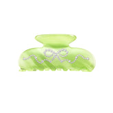 Matcha Swirl Crystal Bow Hair Clip