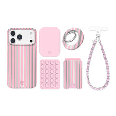 Pink Chrome Stripes iPhone Bundle Set