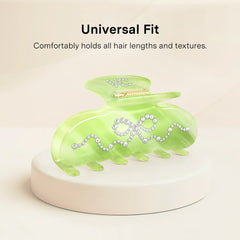 Matcha Swirl Crystal Bow Hair Clip