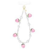 Strawberry Pearl Chain Phone Charm