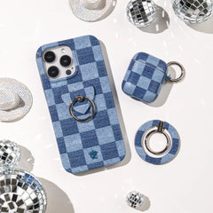 Denim Vibe Checkered Phone Ring