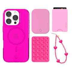 Neon Pink Clear iPhone Bundle Set - Wallet