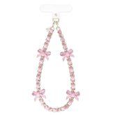 Pink Bow Leather Chain Phone Charm