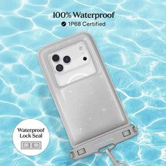 Silver Stardust Glitter Waterproof Floating Phone Pouch