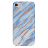 Sky Blue Rose Gold Chrome Marble iPhone case