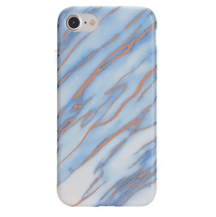 Sky Blue Rose Gold Chrome Marble iPhone case