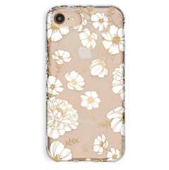 White and Gold Floral Clear iPhone Case