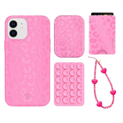 Hot Pink Leopard iPhone Bundle Set - Wallet
