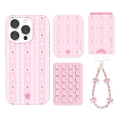Strawberry Macaron iPhone Bundle Set - Wallet
