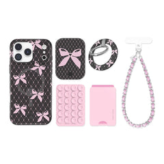 Lacy Pink Bows iPhone Bundle Set