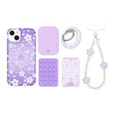 Lavender Cherry Blossom Glitter iPhone Bundle Set