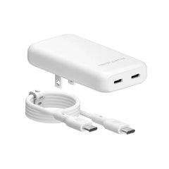White Fast Charging Set, Dual Port Wall Adapter + 6ft USB-C Cable