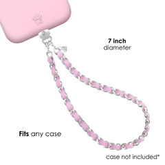 Pink Leather Chain Phone Charm