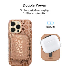 Bronze Leopard Portable MagSafe Charger Power Pack