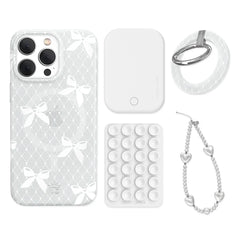 Vintage Lace Bows iPhone Bundle Set - Grip
