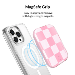 Pink Vibe Checkered Portable MagSafe Charger Power Pack