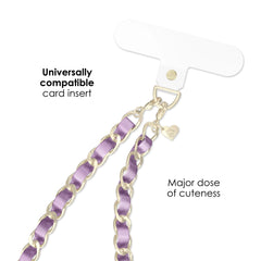 Metallic Purple Leather Chain Phone Charm
