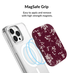 French Burgundy Floral Portable MagSafe Charger Power Pack