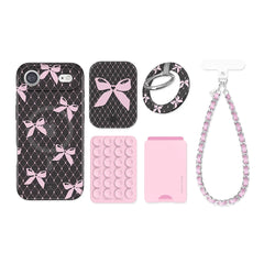 Lacy Pink Bows iPhone Bundle Set