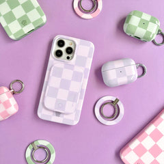 Lilac Vibe Checkered Portable MagSafe Charger Power Pack