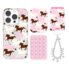 Pink Pony Glitter iPhone Bundle Set - Wallet