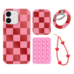 Rose Vibe Checkered iPhone Bundle Set - Grip