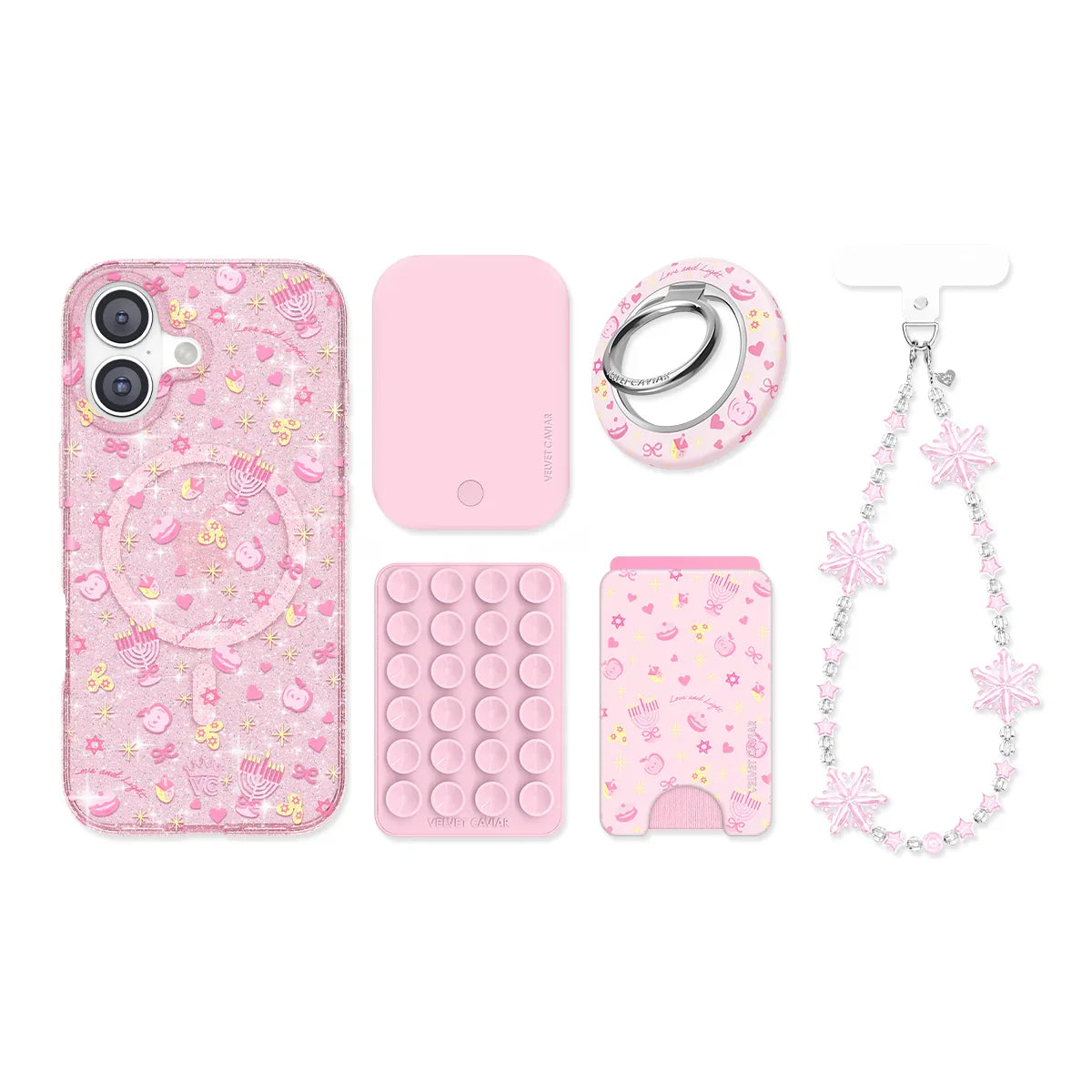 Pink Hanukkah Glitter iPhone Bundle