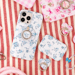 French Blue Floral Phone Ring