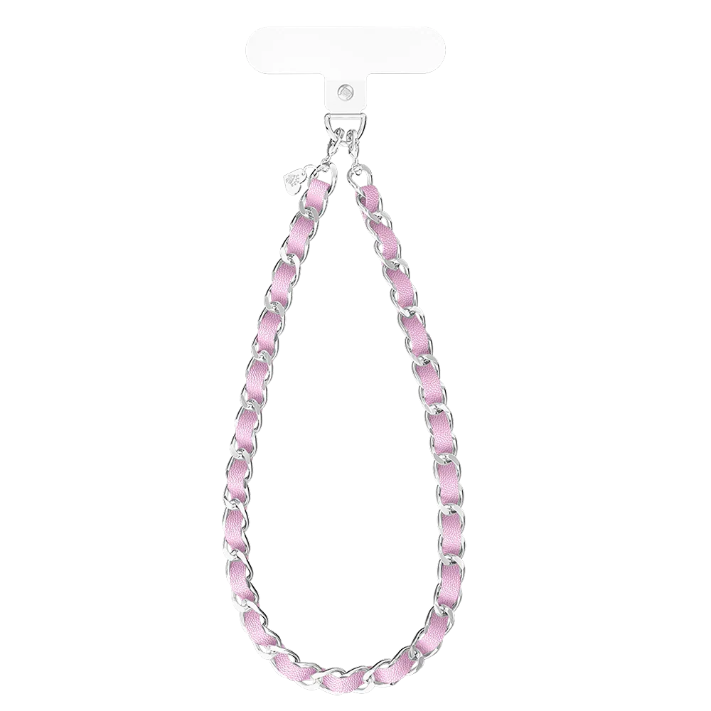 Pink Leather Chain Phone Charm