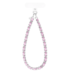 Pink Leather Chain Phone Charm