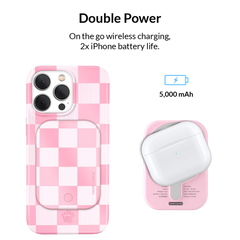 Pink Vibe Checkered Portable MagSafe Charger Power Pack