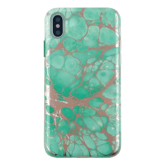 Turquoise Rose Gold Chrome iPhone Case
