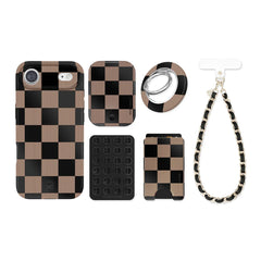 Mocha Vibe Checkered iPhone Bundle Set