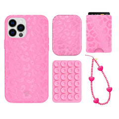Hot Pink Leopard iPhone Bundle Set - Wallet