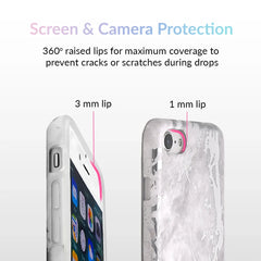 White Marble Silver Chrome iPhone Case