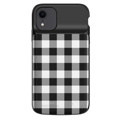 Black Gingham iPhone Charging Case