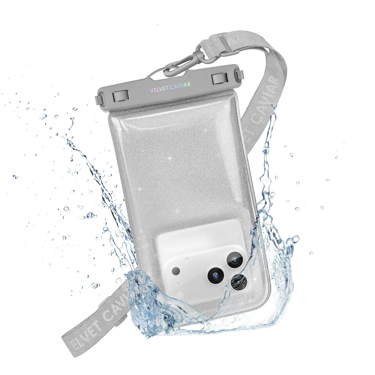Silver Stardust Glitter Waterproof Floating Phone Pouch