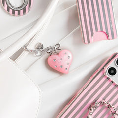 Pink Crystal Heart Bag Charm