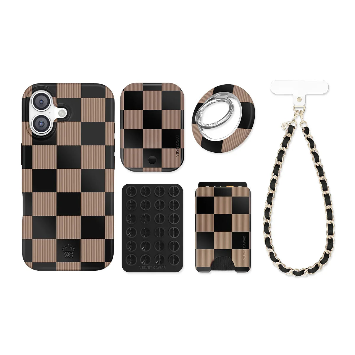 Mocha Vibe Checkered iPhone Bundle Set