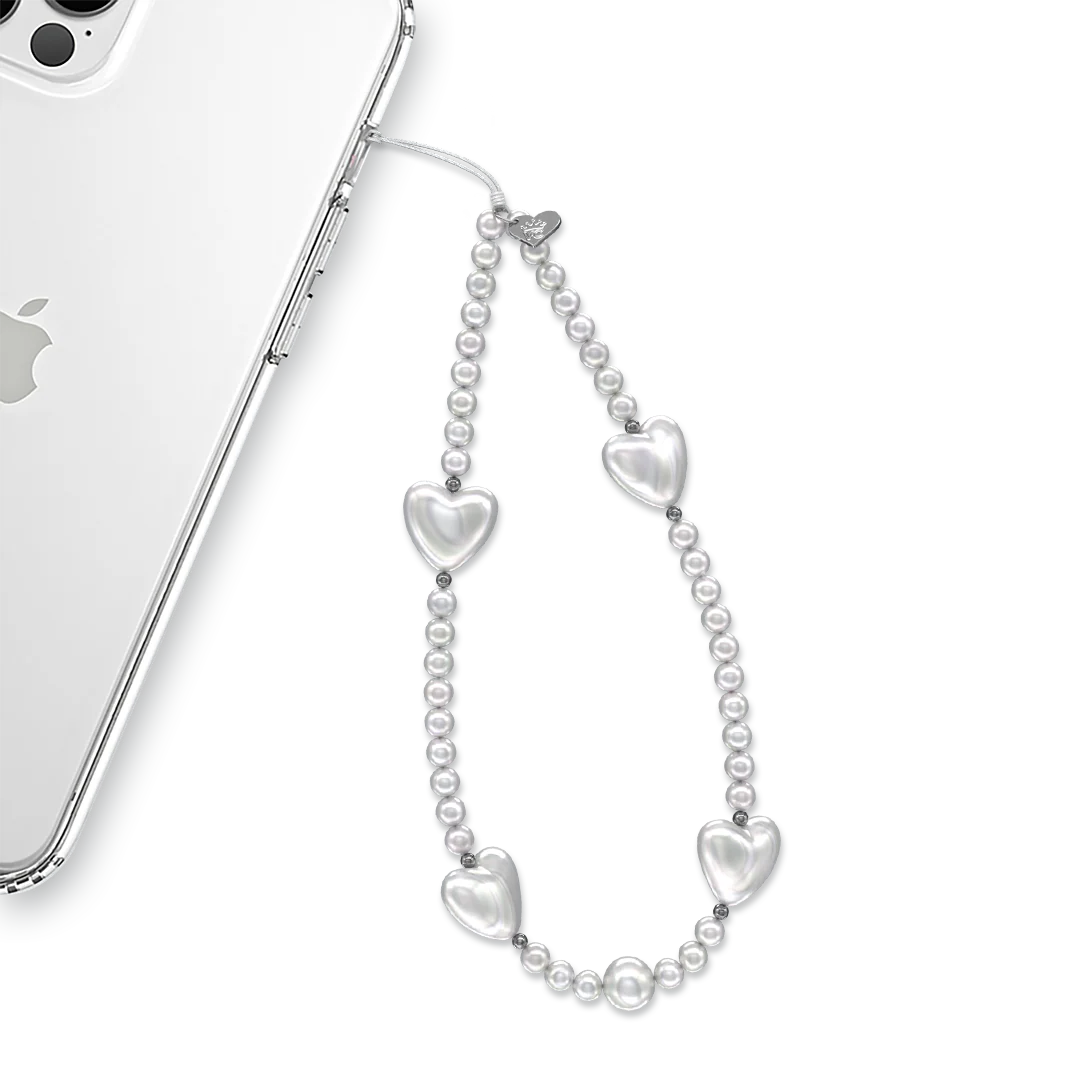Vintage Pearl Heart Phone Charm