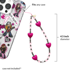 Pink & Black Heart Phone Charm