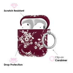 French Burgundy Floral AirPod Case