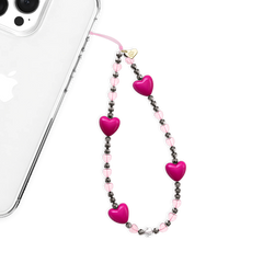 Pink & Black Heart Phone Charm