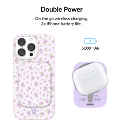 Dainty Lilac Floral Portable MagSafe Charger Power Pack