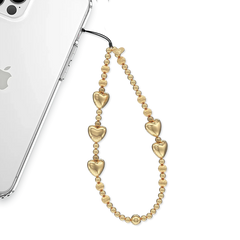 Gold Metallic Heart Phone Charm