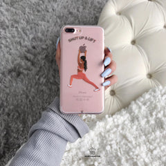Shut Up & Lift iPhone Case Black Hair Pink Pants